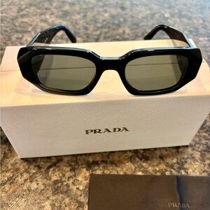 Brand new Authentic Prada Symbole Glossy Black Rectangular Sunglasses